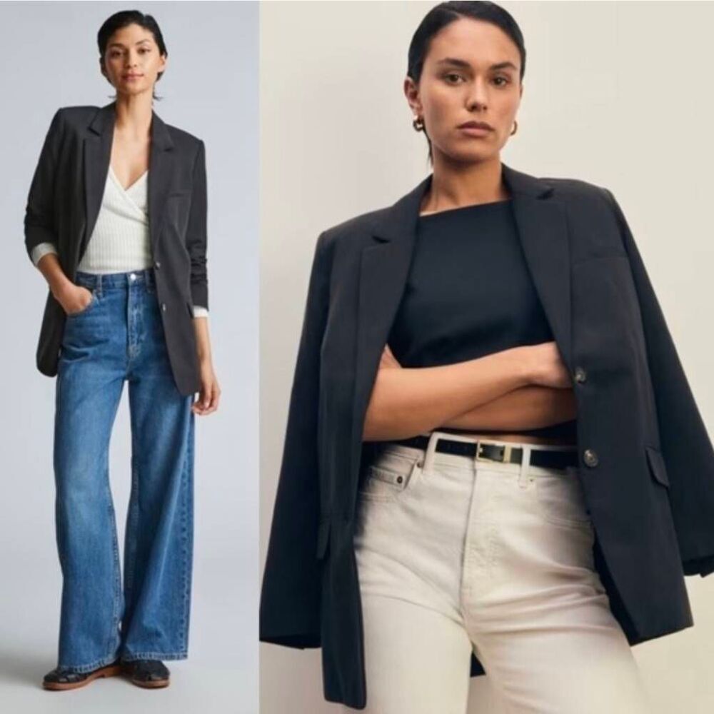 Everlane The Oversized Blazer Black Size 16 Relaxed Fit Workwear Jacket NWT